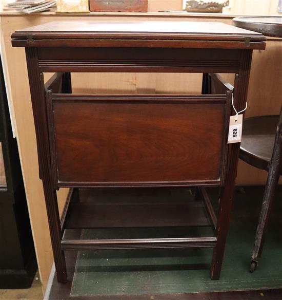 A Victorian card table with four shelves W.53cm